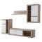 Parete Attrezzata Bianco Marrone Rovere Grigio 10 Ripiani 3 Ante 266.5x41.5x186h cm, Ripiani in Vetro - Dongo