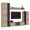 Parete Attrezzata Marrone Rovere Scuro Nero Modulabile 9 Ripiani, 2 Cassetti - Linahasi