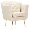 Poltrona Bianco Crema oro con Cuscino Braccioli 88x83x91h cm, Sfumatura Colore Struttura Crema - Turtuk