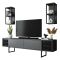 Porta TV antracite e nero 180x30x48h cm modulabile - Axa