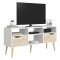 Porta TV bianco e quercia 117x39x57h cm in legno - Aliani