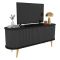 Porta TV nero e antracite 140x43x64h cm 2 ante - Bailu