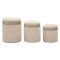 Pouf Contenitore Beige set da 3 Forma Rotondo 41x41x50h cm, Materiale Struttura in Tessuto - Ghanzi