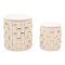 Pouf Contenitore Bianco Crema oro set da 2 Forma Rotondo 37x37x42h cm, Colore Struttura oro - Kasane