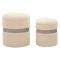 Pouf Contenitore Bianco Crema set da 2 Forma Rotondo 40x40x47h cm, Materiale Struttura in Tessuto - Luder