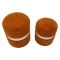 Pouf Contenitore Marrone Terracotta Beige set da 2 Forma Rotondo 40x40x47h cm, Colore Struttura Beige - Luder