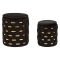 Pouf Contenitore Nero oro set da 2 Forma Rotondo 37x37x42h cm, Colore Struttura oro - Kasane