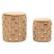 Pouf Contenitore Rosa oro set da 2 Forma Rotondo 37x37x42h cm, Colore Struttura oro - Kasane