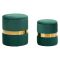 Pouf Contenitore Verde oro set da 2 Forma Rotondo 37x37x42h cm, Colore Struttura oro - Maun
