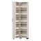 Scarpiera Bianco Crema 10 Ripiani Un'anta 46x33x185h cm, Ante con Doppia Capienza, Apertura con Ruote - Visby