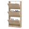 Scarpiera Marrone Rovere Chiaro 3 Ripiani 3 Ante 58x18x119h cm, Maniglie Incluse - Melle