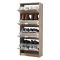 Scarpiera Marrone Rovere Grigio 8 Ripiani 4 Ante 67x28x155.5h cm, Maniglie Incluse - Santina