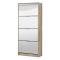 Scarpiera Marrone Rovere Grigio 8 Ripiani 8 Vani 67x28x155.5h cm, 4 Ante - Pentone