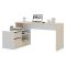 Scrivania angolare bianca lucida e legno 139x92cm con 1 cassetto - Andor