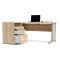 Scrivania angolare grigia e quercia 159x150cm con 3 cassetti - Alfango