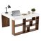 Scrivania Bianco Marrone Noce Angolare 6 Ripiani 130x120x72h cm, 8 Vani - Altin