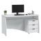 Scrivania Bianco Opaco Nero 3 Cassetti un Ripiano 136x67x72h cm, Sfumatura Colore Struttura Opaco - Azziz