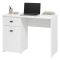 Scrivania Bianco Opaco Nero un Cassetto un Ripiano 98x45x74h cm, Un'anta - Cocham
