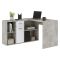 Scrivania Grigio Cemento Bianco Modulabile Angolare 122x120x75h cm, un Cassetto - Linare