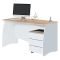 Scrivania lineare bianca e rovere 136x67cm con 3 cassetti - Azziz