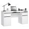 Scrivania lineare bianca lucida 149x48cm con 2 cassetti - Leepi
