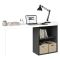 Scrivania lineare bianca lucida e ardesia 110x50cm con supporto pc - Antioco
