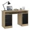 Scrivania lineare quercia e nera 126x55cm con 3 cassetti - Shanshan
