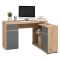 Scrivania Marrone Rovere Nodi Grigio Scuro Angolare 2 Cassetti 140x124x77h cm, 5 Ripiani - Piran