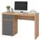Scrivania Marrone Rovere Nodi Grigio Scuro un Cassetto 2 Ripiani 140x52x77h cm, Un'anta - Bovec