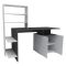 Scrivania Nero Antracite Bianco 8 Ripiani 2 Ante 146x60x74h cm, 7 Vani - Recco