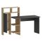 Scrivania Nero Antracite Marrone Rovere 6 Ripiani Un'anta 136x60x112h cm, 7 Vani - Cremella