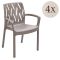Sedia da Esterno Beige 4 Sedie Impilabile, Braccioli Made in Italy - Rumley