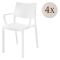 Sedia da Esterno Bianco 4 Sedie Braccioli, Peso Supportato 120 kg Made in Italy - Cambon