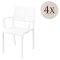 Sedia da Esterno Bianco 4 Sedie Braccioli, Peso Supportato 120 kg Made in Italy - Hero