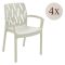 Sedia da Esterno Bianco 4 Sedie Impilabile, Braccioli Made in Italy - Rumley
