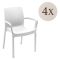 Sedia da Esterno Bianco 4 Sedie Impilabile, Braccioli Made in Italy - Sapps