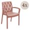 Sedia da Esterno Marrone Terracotta 4 Sedie Impilabile, Braccioli Made in Italy - Rumley