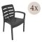 Sedia da Esterno Nero 4 Sedie Impilabile, Braccioli Made in Italy - Excel