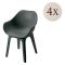 Sedia da Esterno Nero Antracite 4 Sedie Braccioli, Peso Supportato 120 kg Made in Italy - Beachfield
