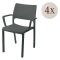 Sedia da Esterno Nero Antracite 4 Sedie Braccioli, Peso Supportato 120 kg Made in Italy - Cambon