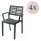Sedia da Esterno Nero Antracite 4 Sedie Braccioli, Peso Supportato 120 kg Made in Italy - Hero