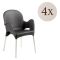 Sedia da Esterno Nero Antracite 4 Sedie Impilabile, Braccioli Made in Italy - Raimund