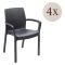 Sedia da Esterno Nero Antracite 4 Sedie Impilabile, Braccioli Made in Italy - Sapps