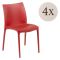 Sedia da Esterno Rosso 4 Sedie Impilabile, Peso Supportato 120 kg Made in Italy - Grover