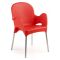 Sedia da Esterno Rosso una Sedia Impilabile, Braccioli Made in Italy - Vashti