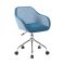 Sedia girevole schienale basso con braccioli in ecopelle blu - Bardello