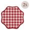 Set 2 Tovagliette-Sottopiatti in Ecopelle Serce, Rosso e Rosa 40x40 cm, Fantasia pied de poule, Lavabili e Antiscivolo, Indoor-Outdoor, Made in Italy
