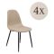 Set di Sedie Beige Nero 4 Sedie Imbottito, Effetto Corda - Zambrone