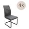 Set di Sedie Grigio Scuro Nero 4 Sedie Effetto Velluto, Imbottito - Quintano