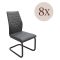 Set di Sedie Grigio Scuro Nero 8 Sedie Effetto Velluto, Imbottito - Quintano